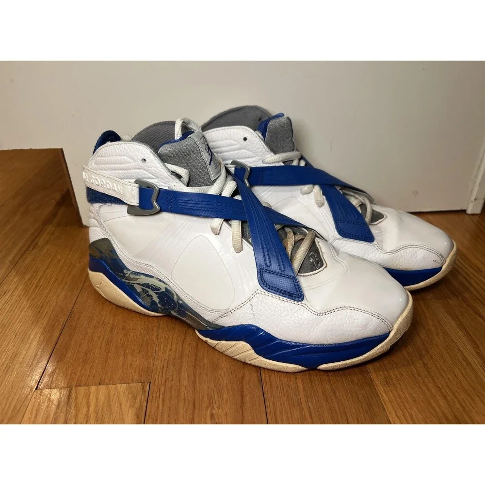 Jordan 8.0 Shoes Mens Size 10.5 White Blue Basketball Sneakers 467807-102